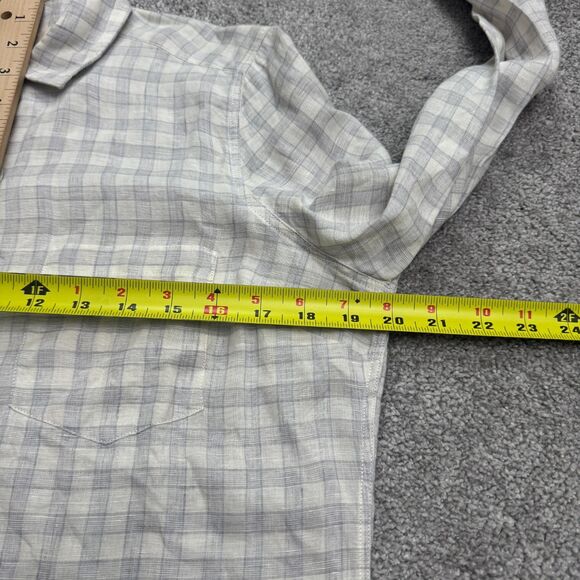 Guideboat Tessitura Monti Italian Linen Button Down Shirt Mens Small Blue Plaid - Picture 12 of 15